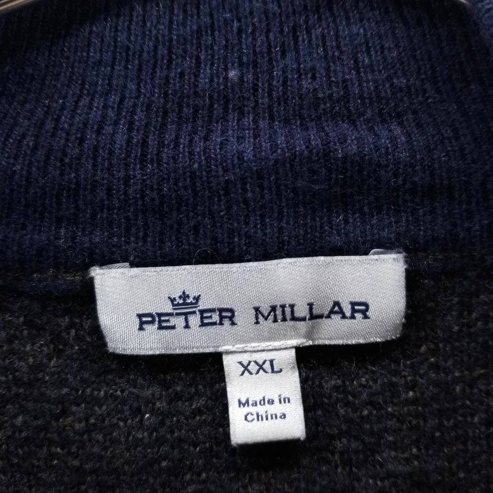 Peter‎ Millar Sweater Mens 2XL Blue Wool Cashmere 1/4 Zip Pullover Preppy